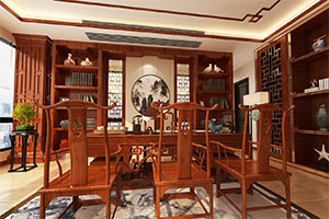 中式大氣老板辦公室裝修設(shè)計(jì)全景效果圖