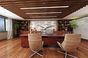 130方新中式老總辦公室裝修設(shè)計(jì)全景圖