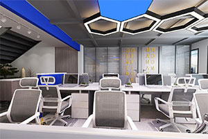 1200方科技辦公室裝修設(shè)計(jì)全景圖