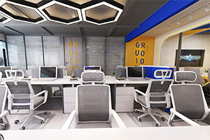 1600方科技感辦公室裝修設(shè)計(jì)全景圖