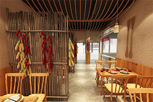 農家小院餐飲店裝修設計全景效果圖