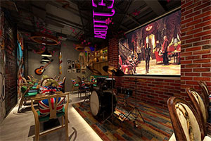 英倫風音樂餐廳裝修設計全景